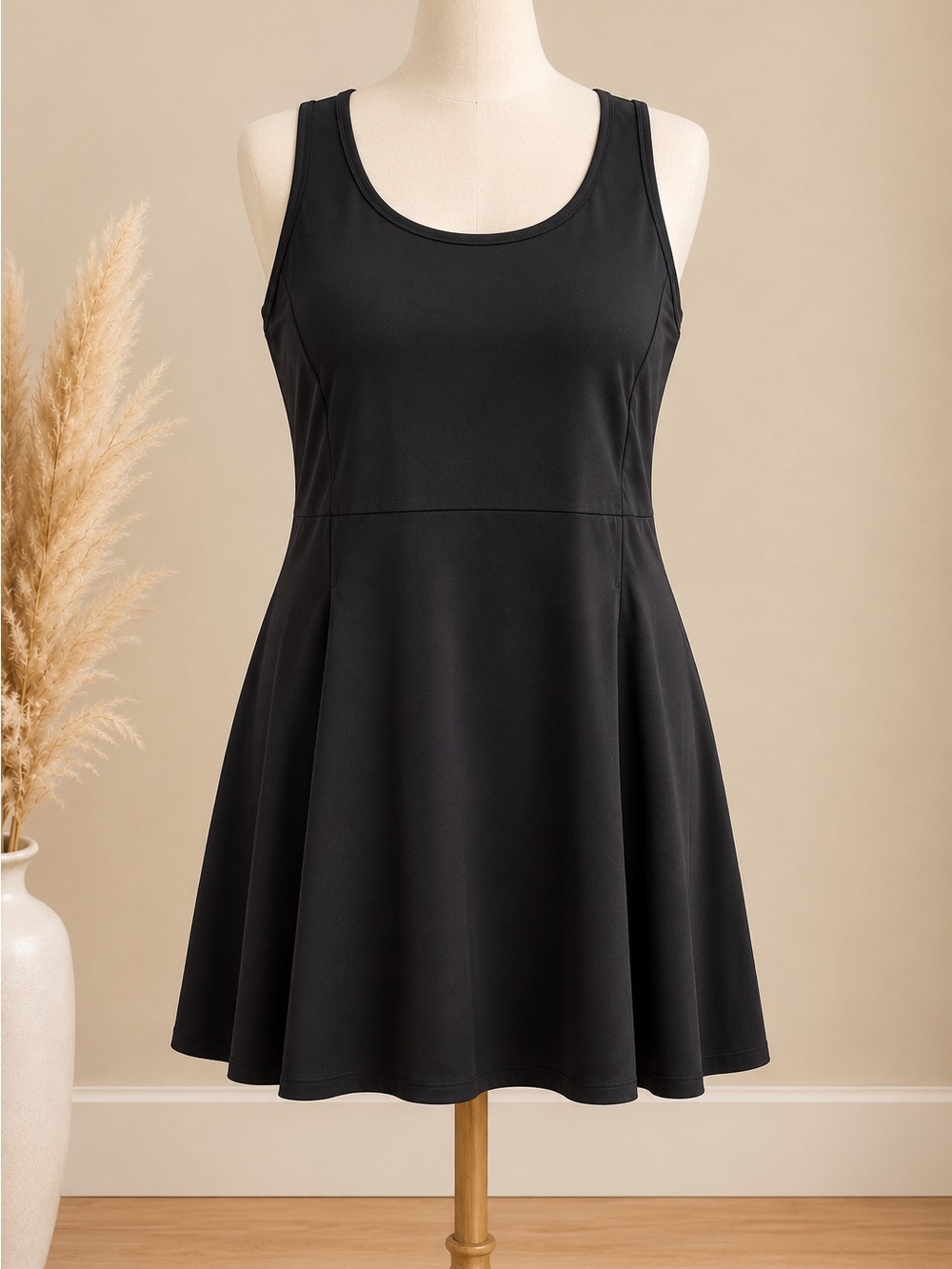 Xersion Black Scoop Neck A-Line Tank Dress